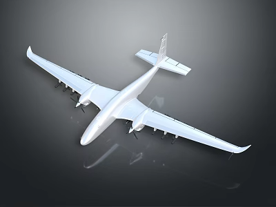 White Detailed Airplane Model For Display With Shiny Surface And Dark Background 3d model
