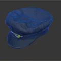 Classic Dark Blue Uniform Cap Featuring Yellow Badge On Brim