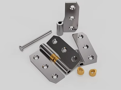 Stainless Steel Hardware Components Including Hinge Bolt Nuts And Metal Plates 3d model