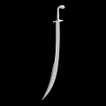 White Scimitar Weapon With Curved Blade And Handle On Black Background 3d model