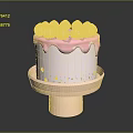 Pink Frosting Dripping Cake with White Meringue Swirls and Colorful Sprinkles on Pink Stand