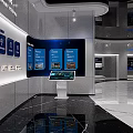 Elegant Modern Corporate Reception Lobby With Marble Walls And Complete Enterprise Brand Culture