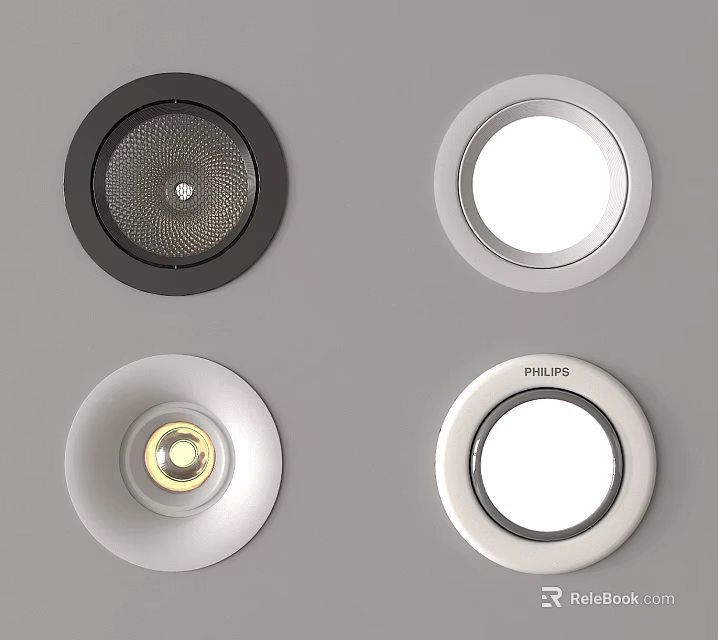 Modern Black and White Round Recessed Downlights and Spotlights with Stylish Design for Home Lighting 3d model 