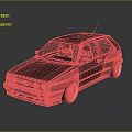 Black Classic Hatchback Car With Shiny Exterior Custom Wheels And Red Accents