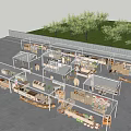 Commercial Equipment For Outdoor Market Stalls With Canopies Wooden Shelves And Merchandise Displays