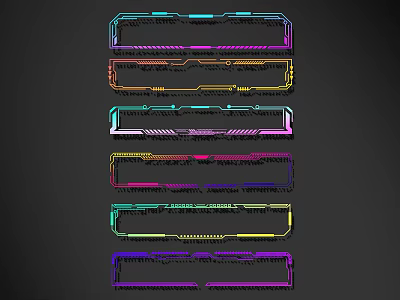 Colorful Lines As Decorative Design Elements With Multicolored Patterns On Dark Background 3d model