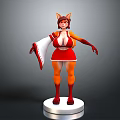 3D Animated Fox Character With Red Outfit And White Display Base