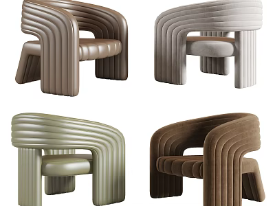 Elegant Modern Single Sofa With Curved Upholstered Lines And Various Colors 3d model