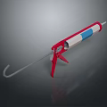 Sturdy Red White Blue Caulk Gun With Long Metal Rod And Hook End