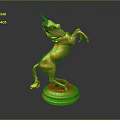 Golden Unicorn Decorative Statue In Rearing Stance With Shiny Pedestal Base