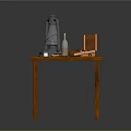 Wooden Table Setup With Kerosene Lamp Open Box Bottle Tools And Papers