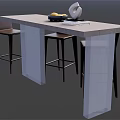Nakajima counter bar counter operating table dining table and chairs 3d model