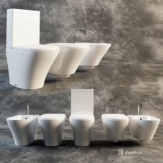 Modern White Toilet Design Featuring Wall Mounted Styles And Different Models 3d model 