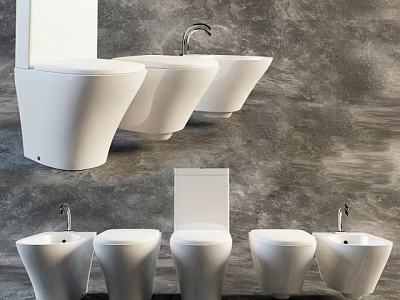 Modern White Toilet Design Featuring Wall Mounted Styles And Different Models 3d model