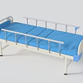 Medical Equipment Hospital Bed With Blue Mattress And Metal Side Rails