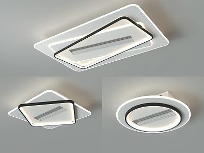 Modern Minimalist Ceiling Lights With Rectangular Diamond And Circular Shapes 3d model