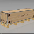 Wooden Crate on Pallet for Household Items with Fragile Labels and Recyclable Symbols