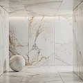 Luxurious Modern Interior Space With Polished Marble Wall And Decorative Sphere 3d model