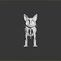 White Cat Skeleton Model 3D Rendered On Dark Background With Reflective Surface 3d model