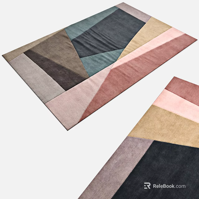 Geometric Pattern Square Rug With Colorful Abstract Design For Home Decor 3d model