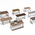 Various Modern Desks With Different Designs And Computer Setups For Home Office 3d model