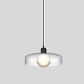 Modern White and Black Pendant Light with Yellow Bulb and Minimalist Design