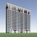 Modern High Rise Building Exterior Design With Glass Windows Green Lawn And Blue Sky