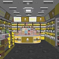 Yellow Themed Mall Retail Store With Bright Lighting And Product Displays
