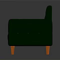 Green Leather Multi Seater Sofa With Tufted Design And Orange Wooden Legs