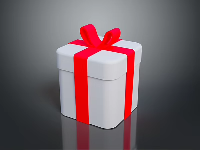 White Gift Box With Red Bow For Festive Gift Giving And Decor 3d model
