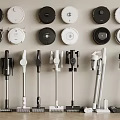 Modern Household Vacuum Cleaners Featuring Robotic And Upright Designs In Black And White Colors