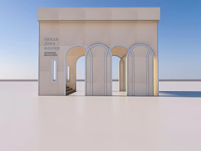 Hennessy Exhibition Pavilion Modern Architectural Design With Arched Doorways And Light Colored Facade 3d model