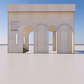 Hennessy Exhibition Pavilion Modern Architectural Design With Arched Doorways And Light Colored Facade