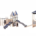 Wooden Playground Equipment With Slides Towers Climbing Elements And Combination Design