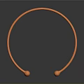 Copper Bangle Bracelet With Smooth Surface And Round End Beads