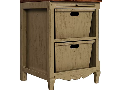 Rustic Wooden Chest of Drawers Featuring Two Storage Drawers And Ornate Legs 3d model