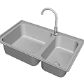 Stainless Steel Double Bowl Kitchen Sink Featuring Modern Faucet Design