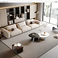 Modern sofa coffee table combination 3d model