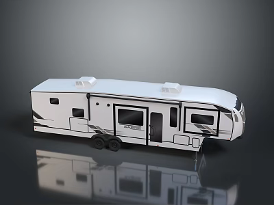 Modern White Caravan Exterior Design With Windows Door And Wheels 3d model