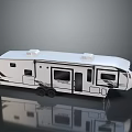 Modern White Caravan Exterior Design With Windows Door And Wheels