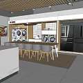 BOSCH Kitchen Appliances Showroom With Display Cabinets And Modern Interior 3d model