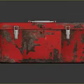 Red Rusty Metal Toolbox With Sturdy Latches And Handle For Storage
