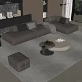 Modern Sofa Coffee Table Combination Corner Sofa Floor Lamp Ornaments 3d model