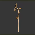 Detailed Artistic Golden Sunflower Sculpture With Petals Stem And Leaves