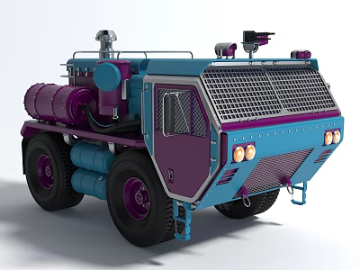 Electric Toy Truck With Blue And Purple Color Large Wheels And Mechanical Design 3d model