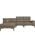 Modern Beige L Shaped Sectional Sofa With Armrests And Black Legs 3d model