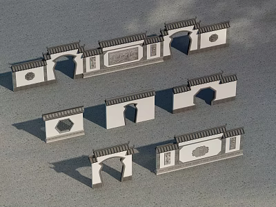 Traditional Chinese Gate Arches With Diverse Styles Ornate Roofs And Various Shapes 3d model