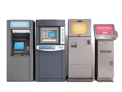 Public Facilities Featuring Various Self Service Terminals Including ATM And Kiosks 3d model