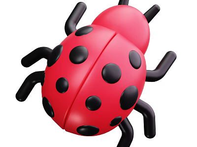 Flying Insect Ladybug With Red Body And Black Spots Cartoon Style Plastic Toy Figure 3d model
