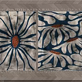 Square Rug with Blue and Beige Floral Pattern Fringed Edges Modern Home Decor Design